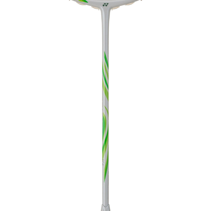 Viktor Axelsen Astrox 100 Game badminton racket in grayish beige with green accents.