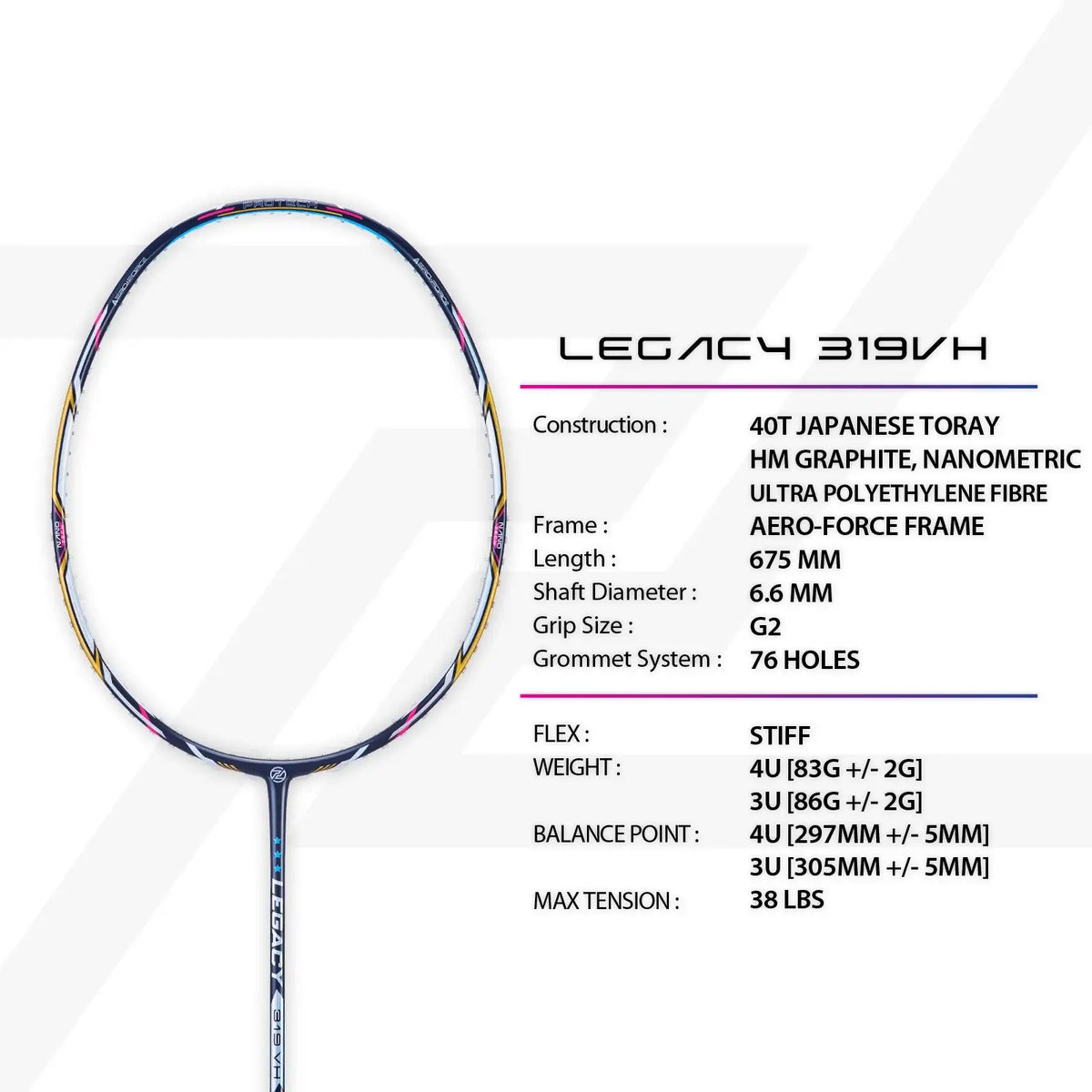 PROTECH LEGACY 319 VH - VIVIAN HOO EDITION Racket LEGACY 319 VH