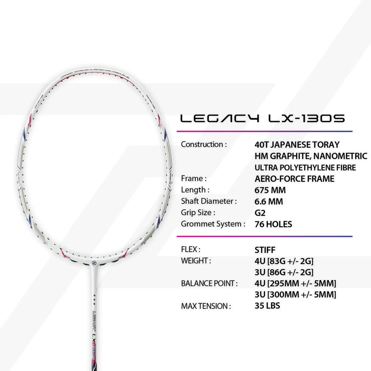 PROTECH LEGACY LX-130S Badminton Racket - Vivian Hoo Edition LEGACY LX-130S