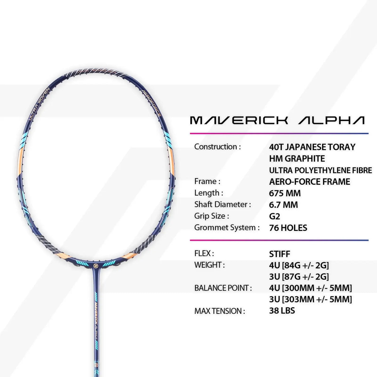 PROTECH MAVERICK ALPHA Badminton Racket - Player Edition MAVERICK ALPHA