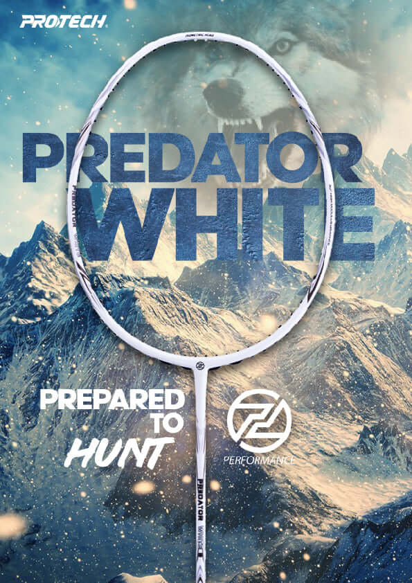 PROTECH PREDATOR WHITE 8 Badminton Racket - Max 35LBS PREDATOR WHITE 8