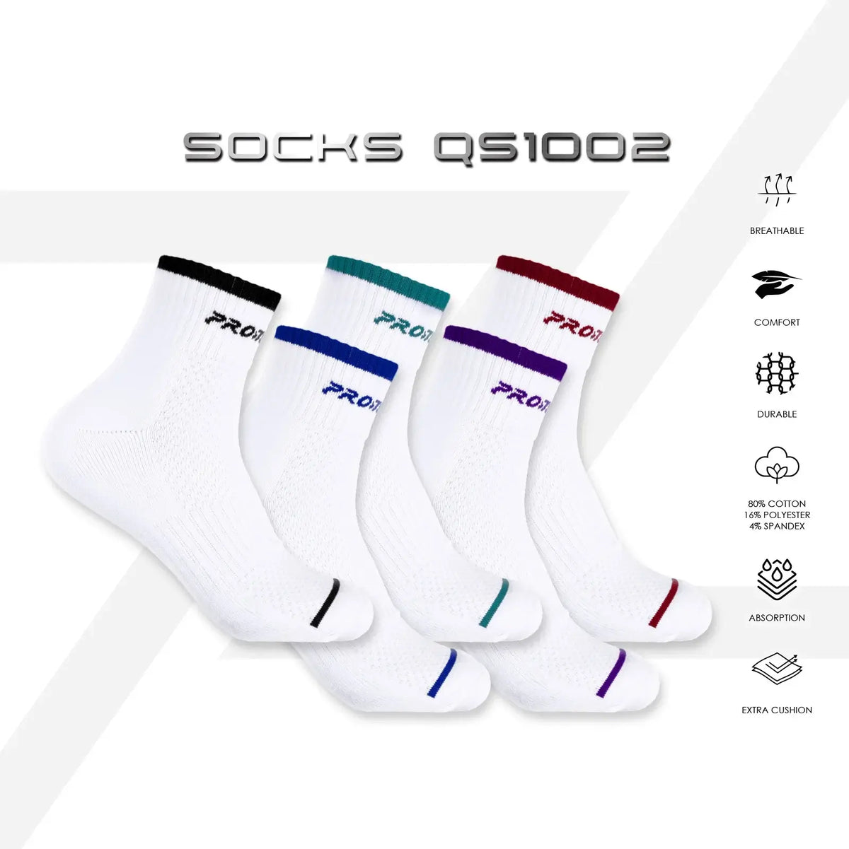 PROTECH Cotton Quarter Sport Socks QS1002 SOCKS QUARTER QS1002-5
