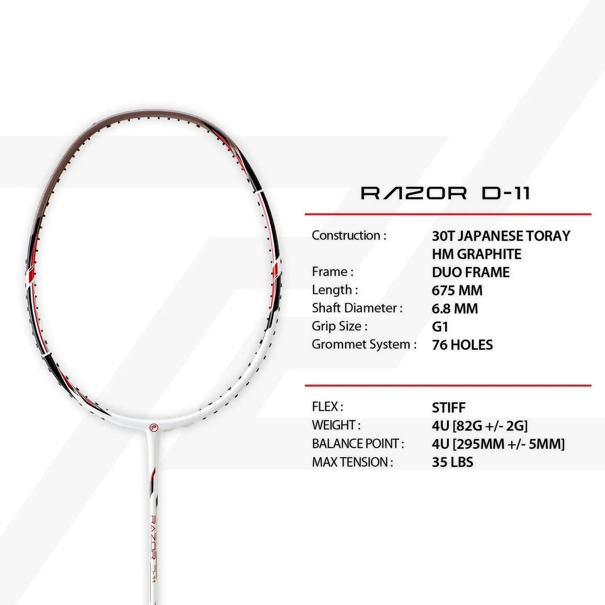 PROTECH RAZOR D-11 Badminton Racket - Precision Power RAZOR D-11