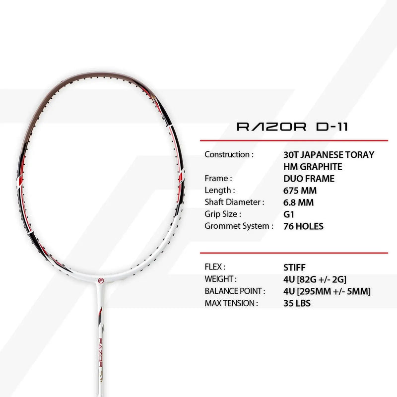 PROTECH RAZOR D-11 Badminton Racket - Precision Power RAZOR D-11