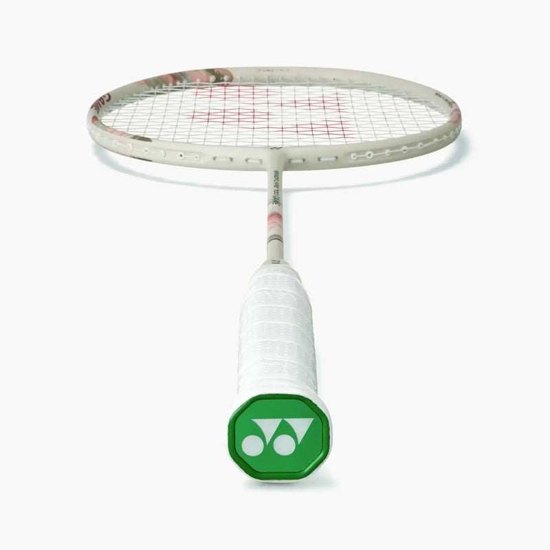 Yonex Nanoflare 700 Game Badminton Racket 2026 Light Beige with white grip and distinctive logo view from the front.