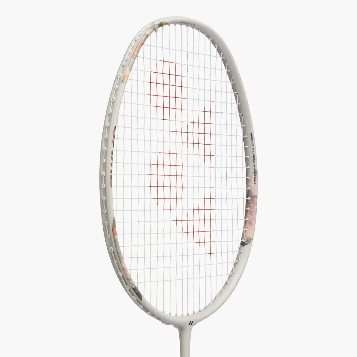 Yonex Nanoflare 700 Game Badminton Racket 2026 Light Beige pre-strung, featuring a designed mesh net.