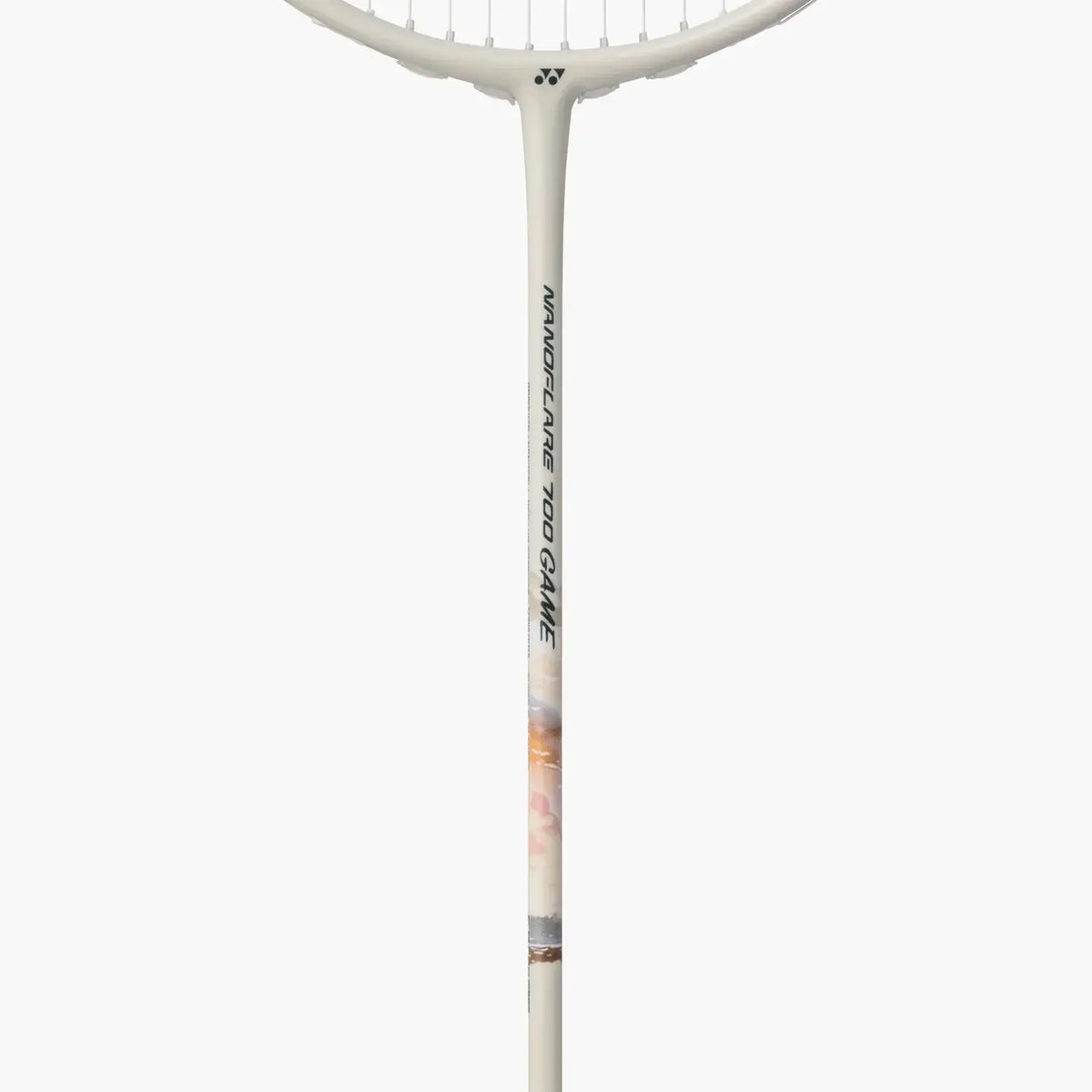 Yonex Nanoflare 700 Game Badminton Racket 2026 in light beige color, featuring a unique design and pre-strung strings.