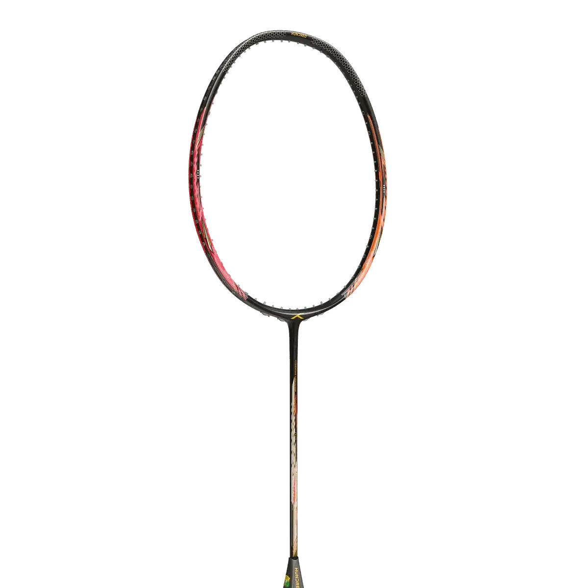 HUNDRED Flareon 700 Pro badminton racket with a slim black frame, red and orange accents, and slender shaft