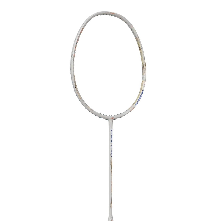 HUNDRED Nitrix 70 Volta Pro badminton racket with a white frame and subtle multicoloured accents