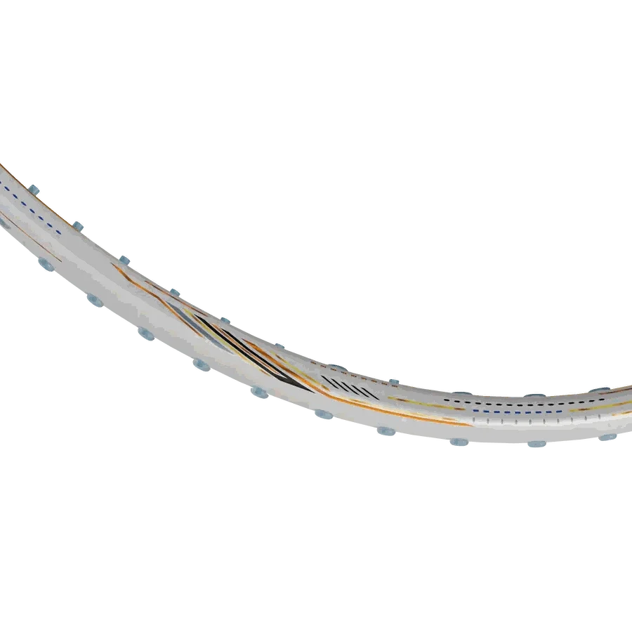 Badminton racket frame, HUNDRED Nitrix 70 Volta Pro, with a white finish, gold trim and black detailing