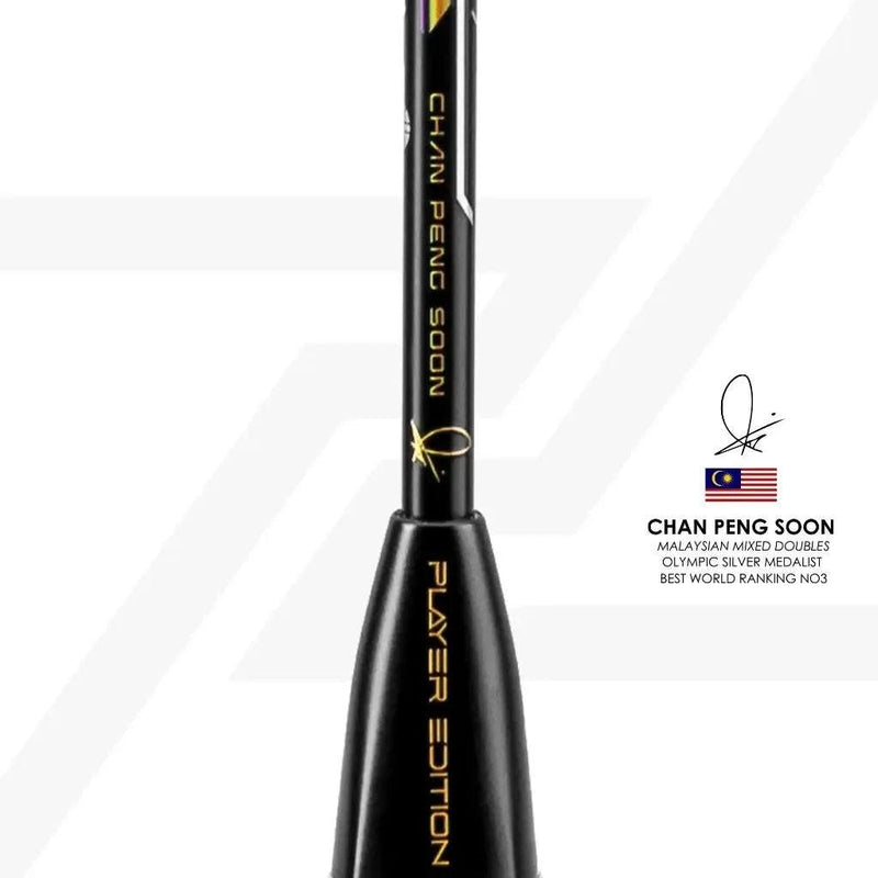 PROTECH ASTON PRO badminton racket shaft in black with gold Chan Peng Soon lettering and signature details