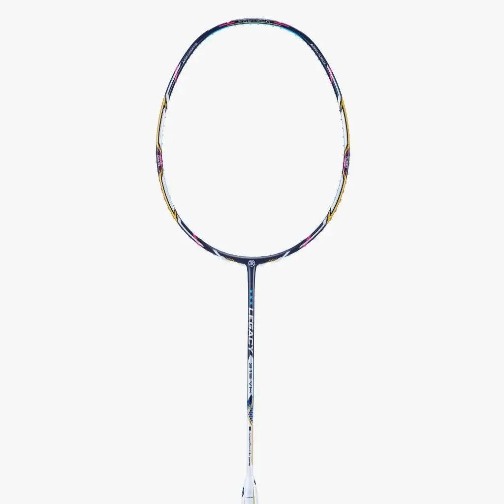 PROTECH LEGACY 319 VH badminton racket with a slim shaft and oval frame featuring multicolour accents