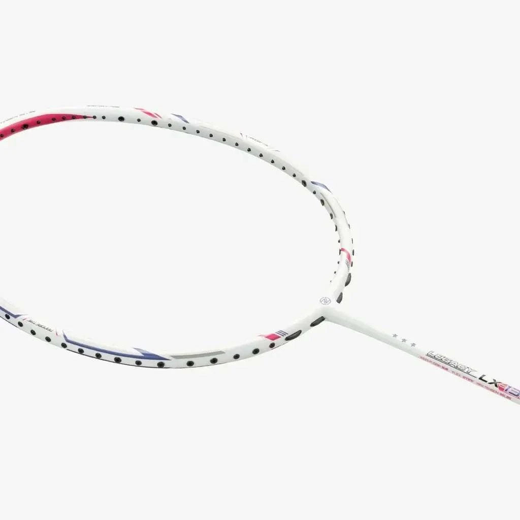 PROTECH LEGACY LX-130S badminton racket with a white graphite frame, black and pink accents, and slim shaft