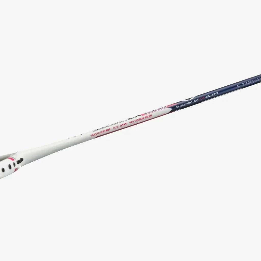 PROTECH LEGACY LX-130S badminton racket with a white and navy shaft, red detailing and slim graphite frame.