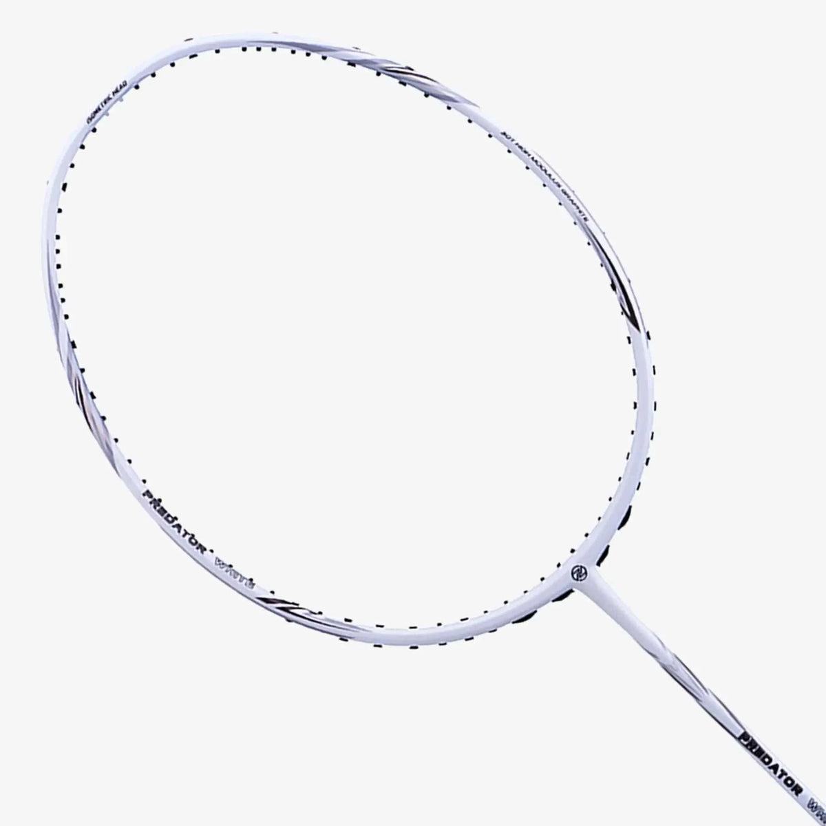 Badminton racket PROTECH PREDATOR WHITE 8 with a white graphite frame, black accents, and slim shaft.