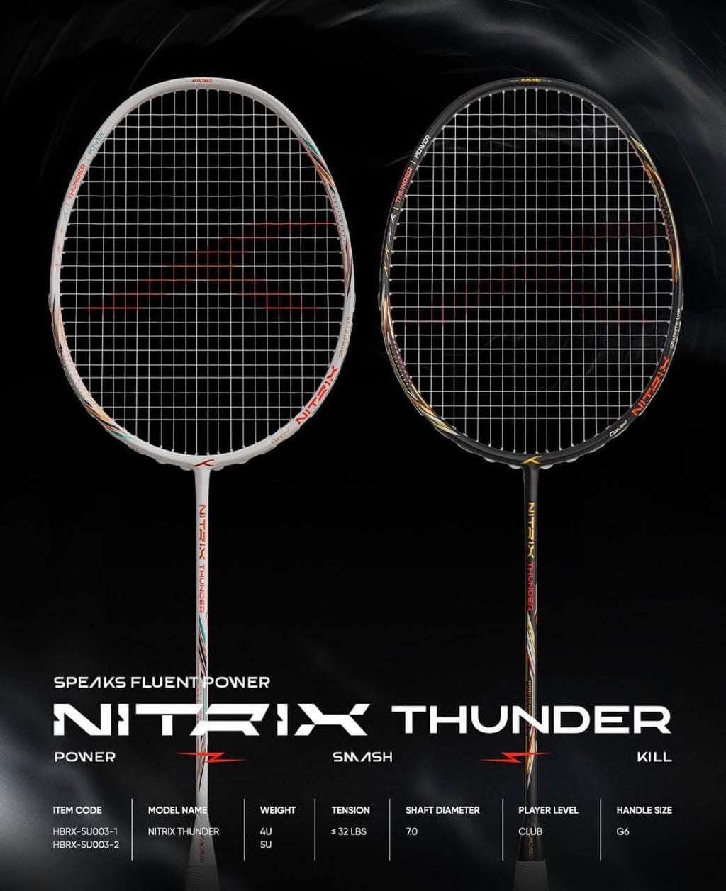 HUNDRED Nitrix Thunder Badminton Racket – Badminton Avenue