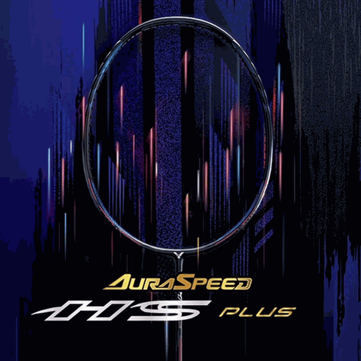 Victor AuraSpeed HyperSonic Plus badminton racket with a slim black oval frame and gold and silver model lettering