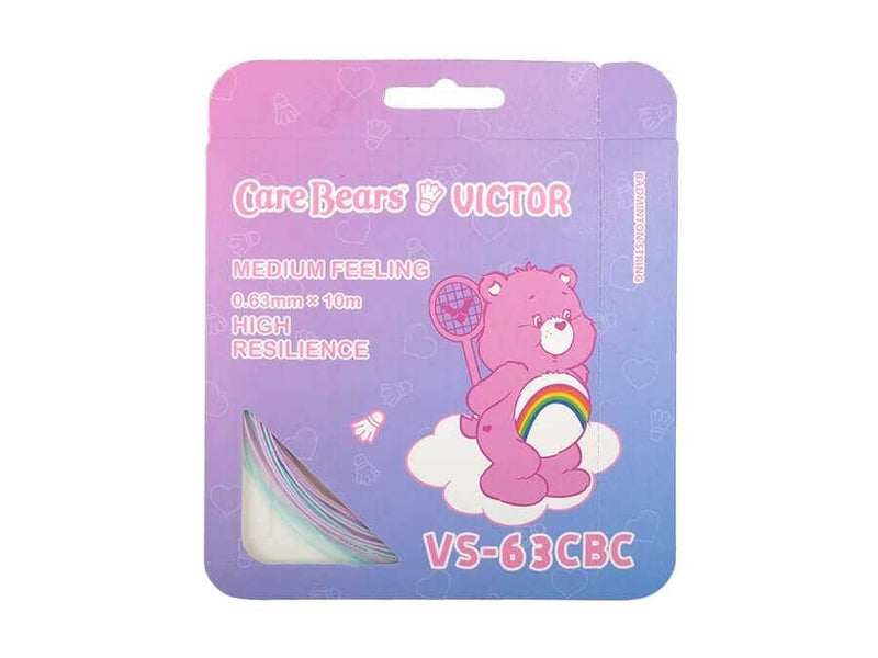 Victor Care Bear VS-63CBC badminton string in a purple and pink Care Bears packet with a cartoon bear and rainbow