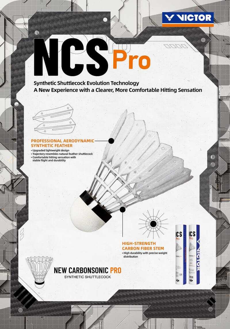 Victor New CarbonSonic Pro shuttlecock with a white synthetic feather skirt, composite cork head and carbon fiber stem