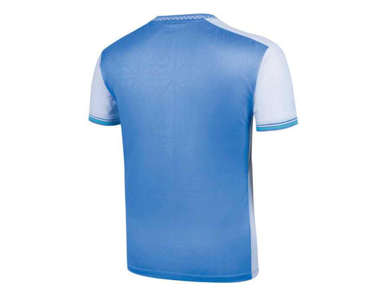 Victor TAI TZU YING unisex T-shirt in blue with white short sleeves and subtle tonal patterning
