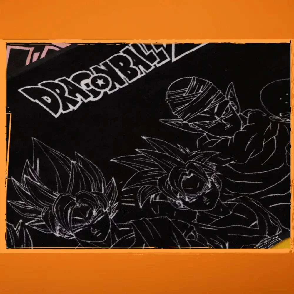 Victor x Dragon Ball Z Towel, black with a white outlined Dragon Ball Z logo and character artwork