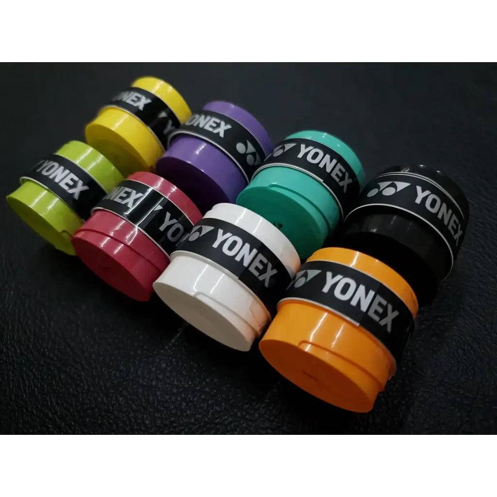 Yonex AC102 Single overgrip with a smooth, tacky finish in assorted colours and black Yonex branding bands