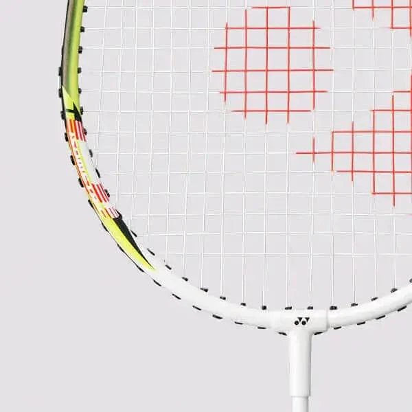 Yonex B6500 I badminton racket with a white frame, lime and black accents, and a square isometric string bed