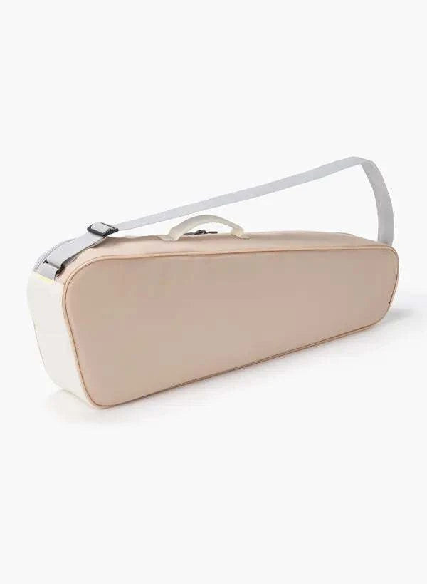 Yonex Club Series Badminton Racquet Bag in beige with a smooth, rounded rectangular body, white trim and shoulder strap