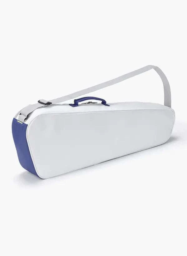 Yonex Club Series Badminton Racquet Bag in white with navy blue end panel, long shoulder strap and top carry handle