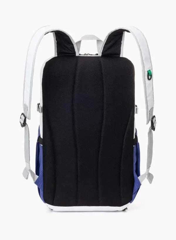 Yonex Club Series badminton backpack with a black padded back panel, white straps and blue side accents