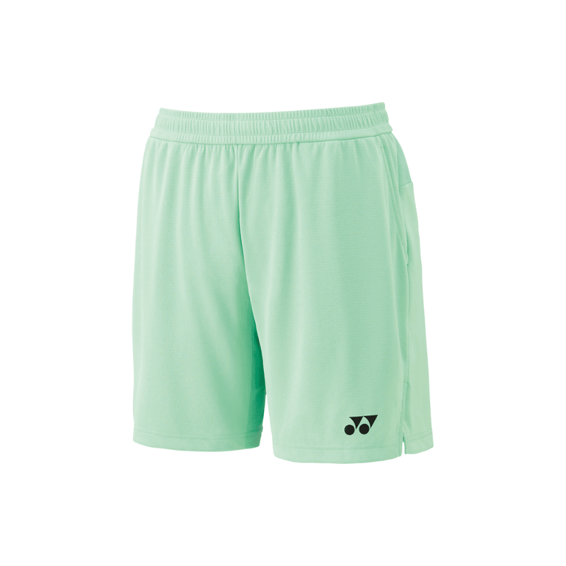 Yonex Men's Badminton Knit Shorts in mint green polyester with a plain finish, elastic waistband and black logo