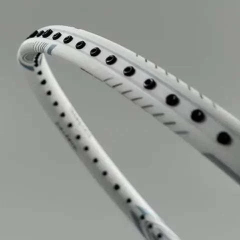 Yonex Nanoflare Nextage Badminton Racket with a white frame, black grommets and subtle grey accents
