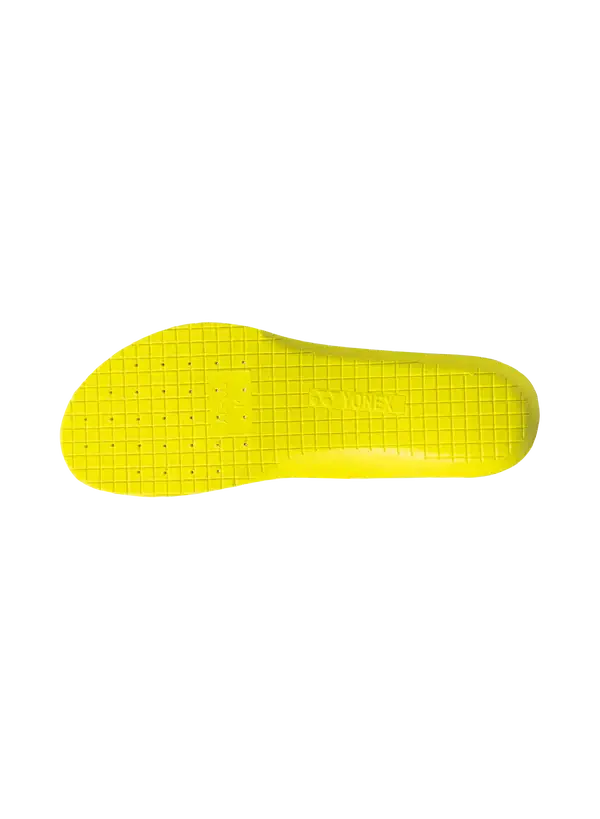 Yonex Power Cushion+ Badminton shoe insole, bright yellow with a textured grid surface and contoured shape