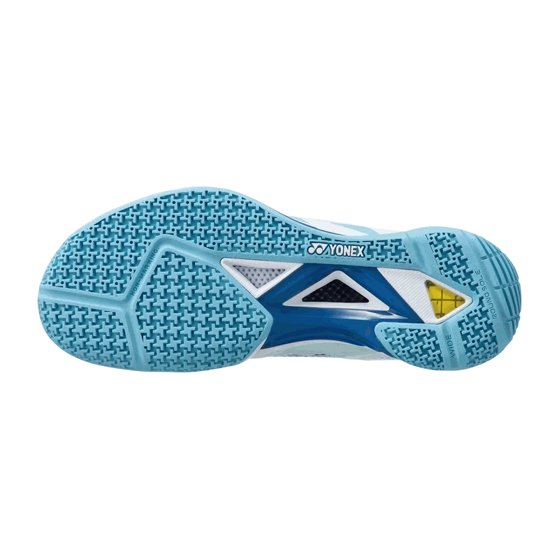 Yonex Power Cushion Eclipsion Z3 badminton shoe outsole in light blue rubber with a textured traction pattern and support plate