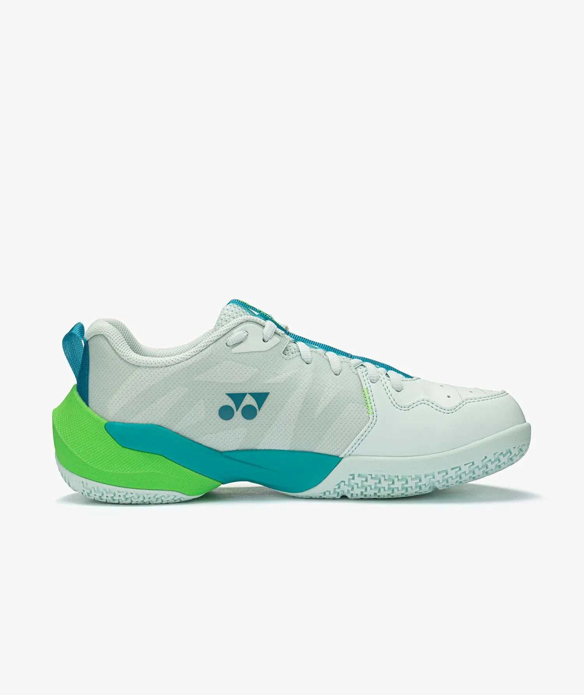 Yonex Subaxia GT Men's Badminton Shoes in pale mint green with teal accents, mesh upper, and textured court sole