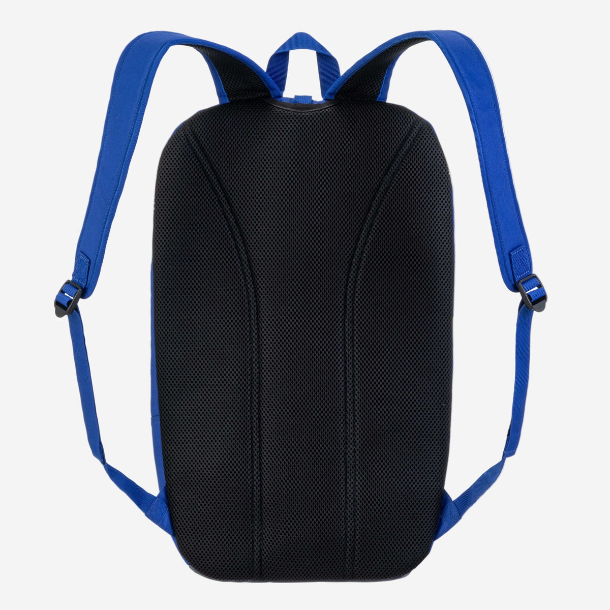 Yonex Team Series badminton backpack with a black textured mesh back panel, blue trim and padded shoulder straps