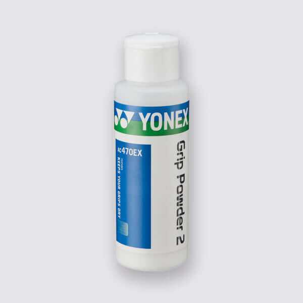 Yonex AC470EX Grip Powder 2 in a white plastic bottle with a blue and green label and white cap