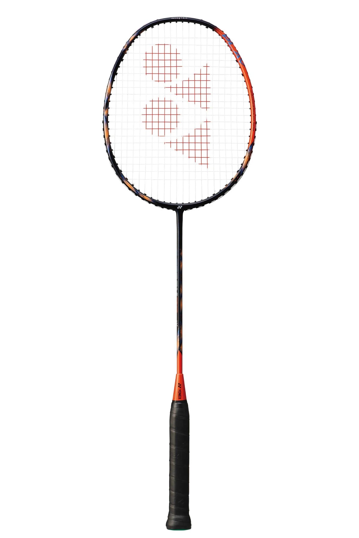 Yonex Astrox 77 Play badminton racket with a black frame, red and blue accents, white strings and a black grip