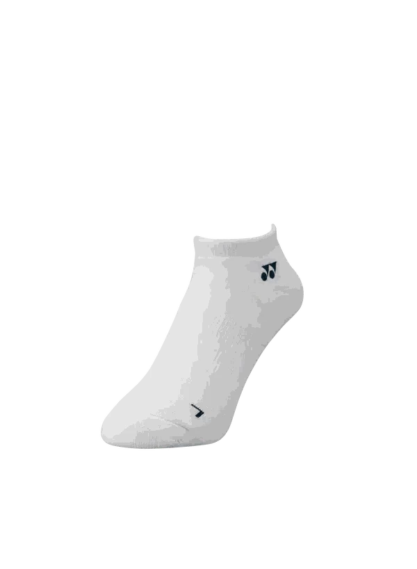 Yonex Badminton Low-Cut Ankle Socks in white with a low-cut design and small dark Yonex logos